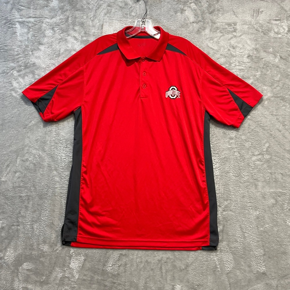Ohio State Buckeys Polo Mens *L Red Short Sleeve Shirt Embroidered Buckeyes NCAA